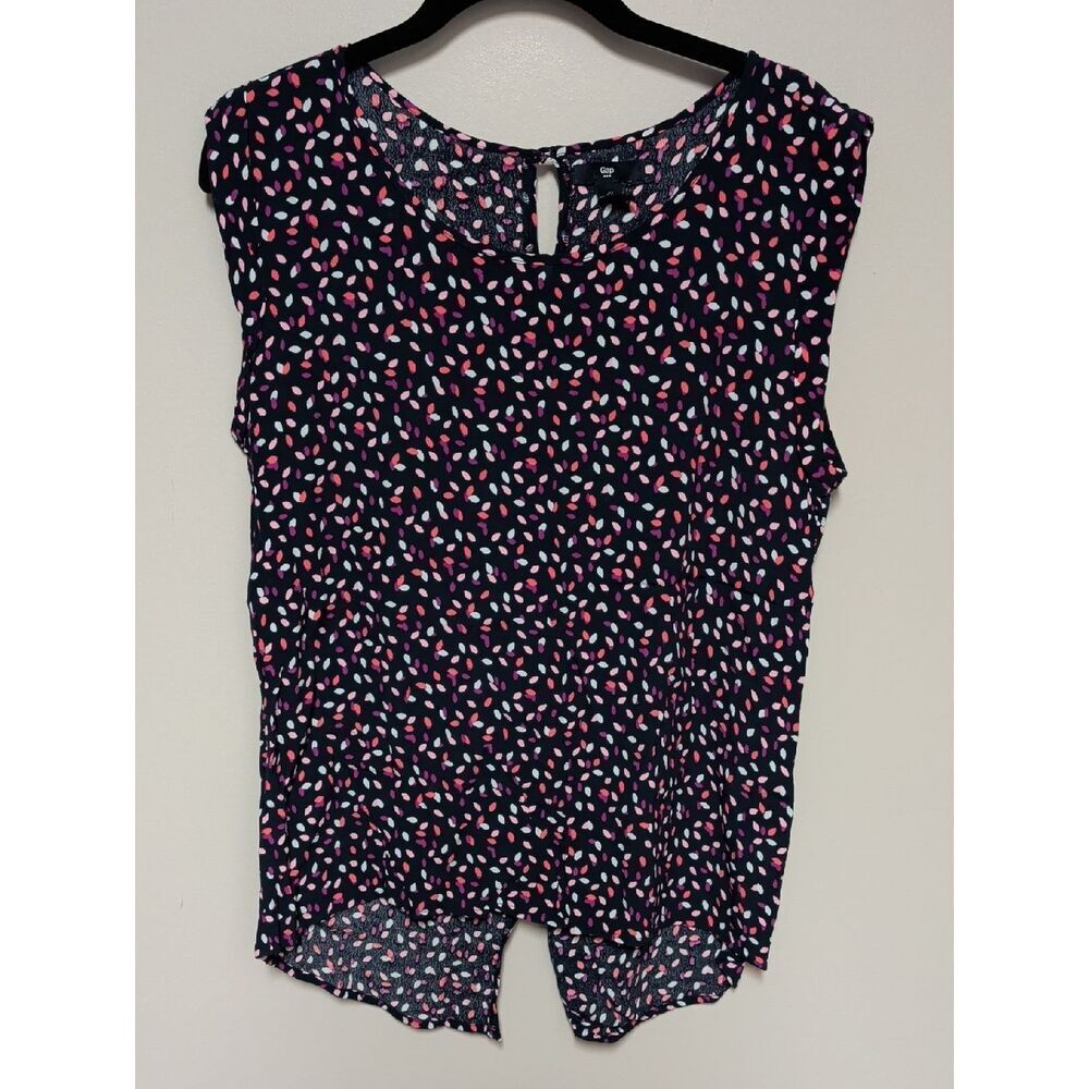 GAP Navy Sleeveless Printed Top with Pink & Light Blue Spots